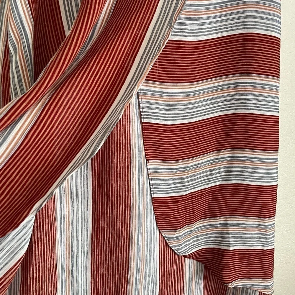 Lavender Field Striped Wrap Midi Skirt S Rust Black